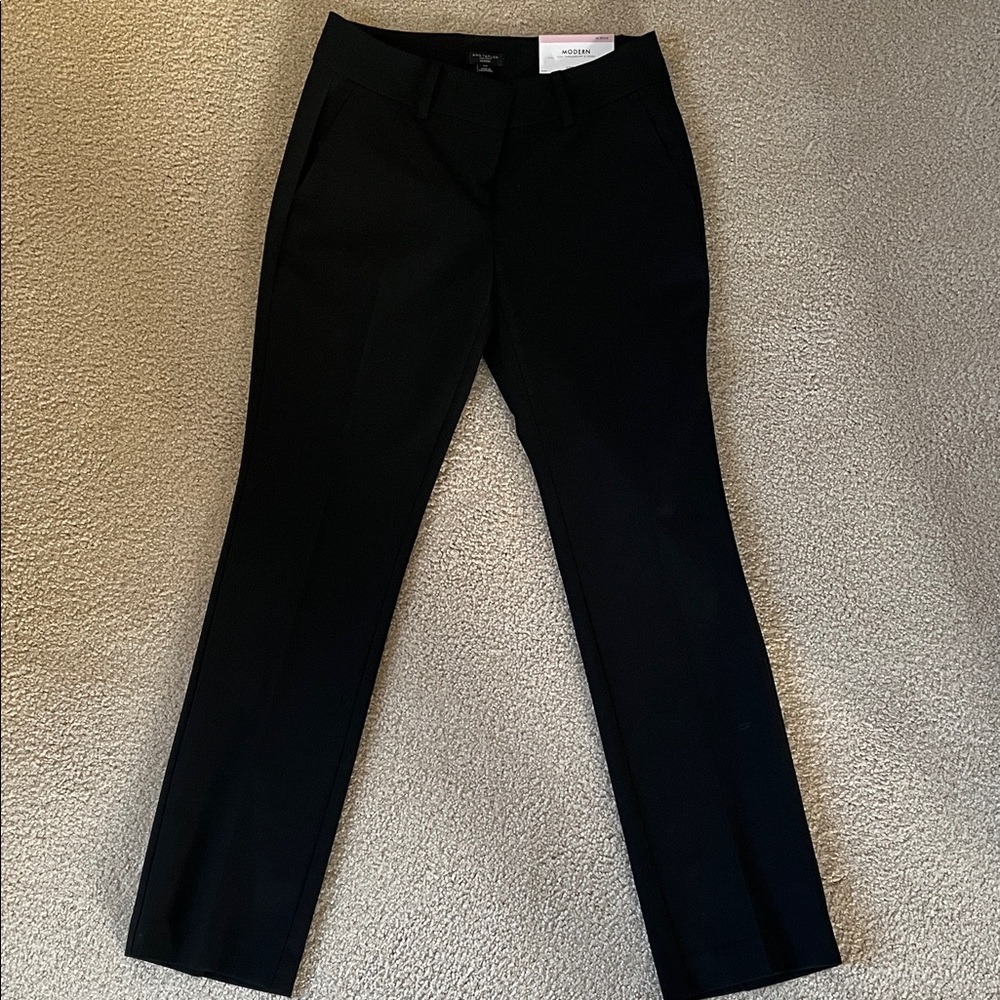 Ann Taylor Modern Straight Black Pants size 00P NWT